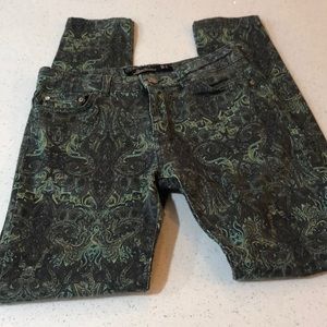 Zara Woman Slim Fit Green Paisley Print Jeans